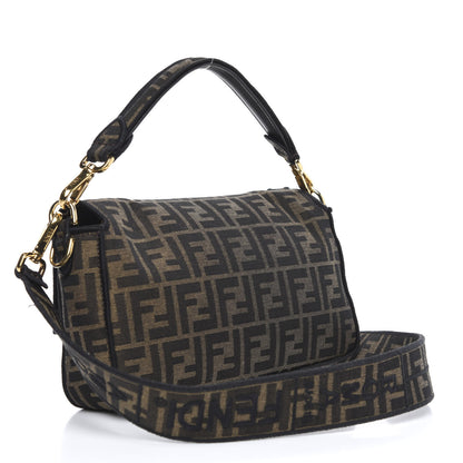 Fendi Fabric Jacquard FF 1974 Medium Baguette Tobacco Moro Black 4 of 10