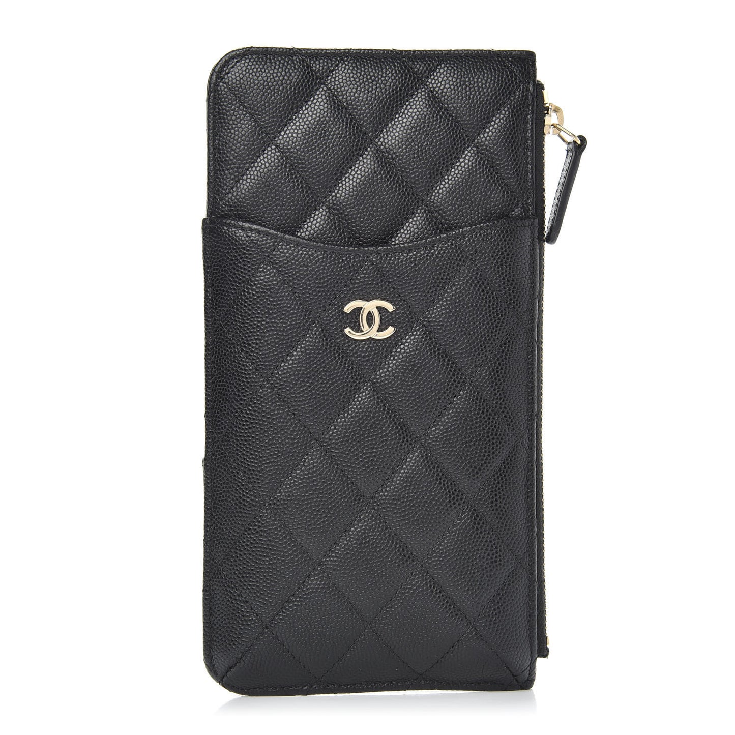 Caviar Quilted Classic Flat Wallet Pouch Black