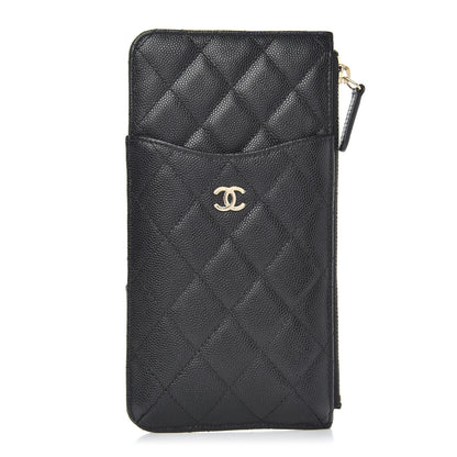 Chanel Caviar Quilted Classic Flat Wallet Pouch Black 1 of 8