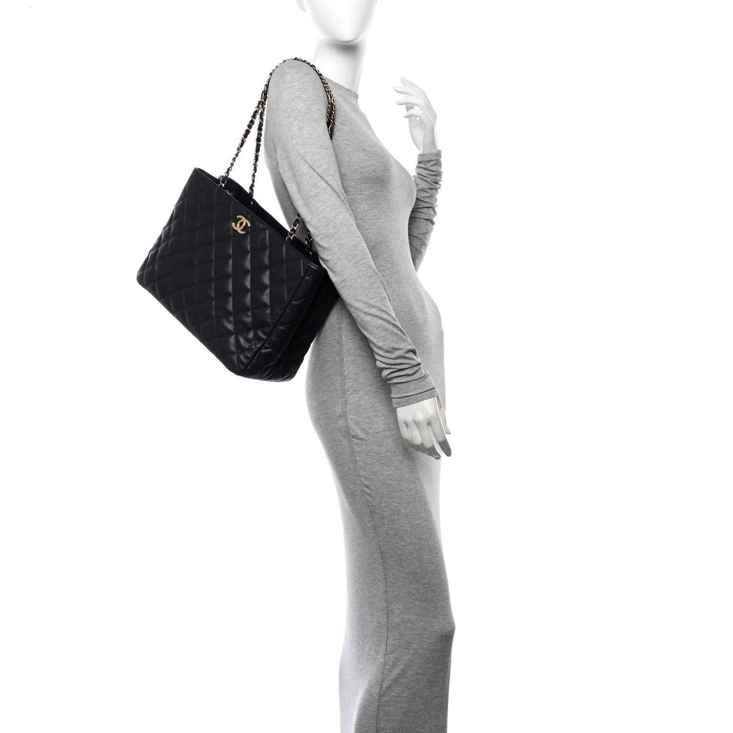 Chanel Caviar Quilted Small Shopping Tote Navy Blue 2 of 11