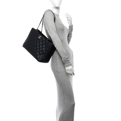 Chanel Caviar Quilted Small Shopping Tote Navy Blue 2 of 11