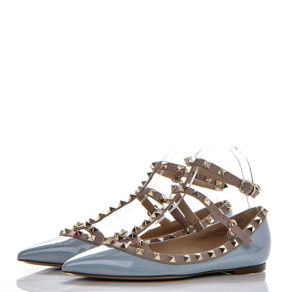 Valentino Garavani Patent Rockstud Cage Ballerina Flats 37 Sky Sorbet Poudre 3 of 8