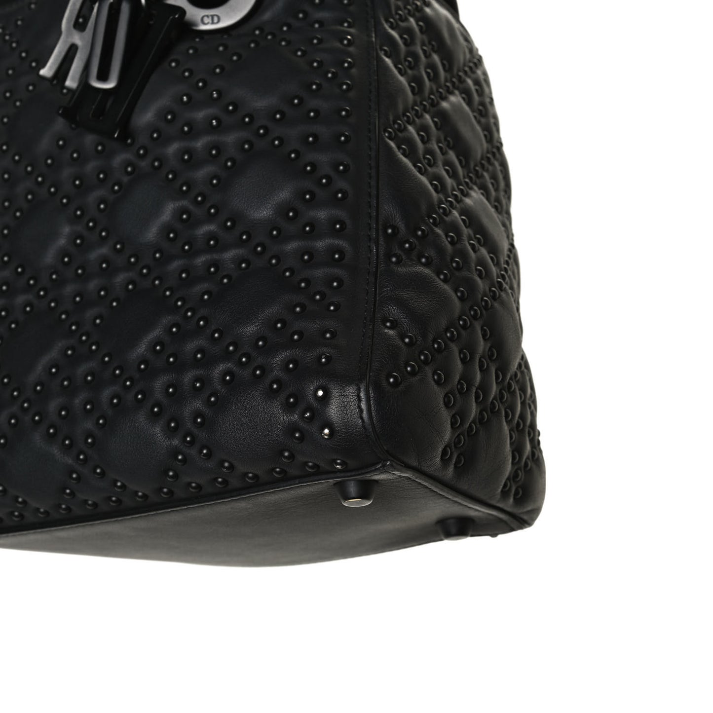 UItra Matte Calfskin Cannage Studded Medium Supple Lady Dior Black