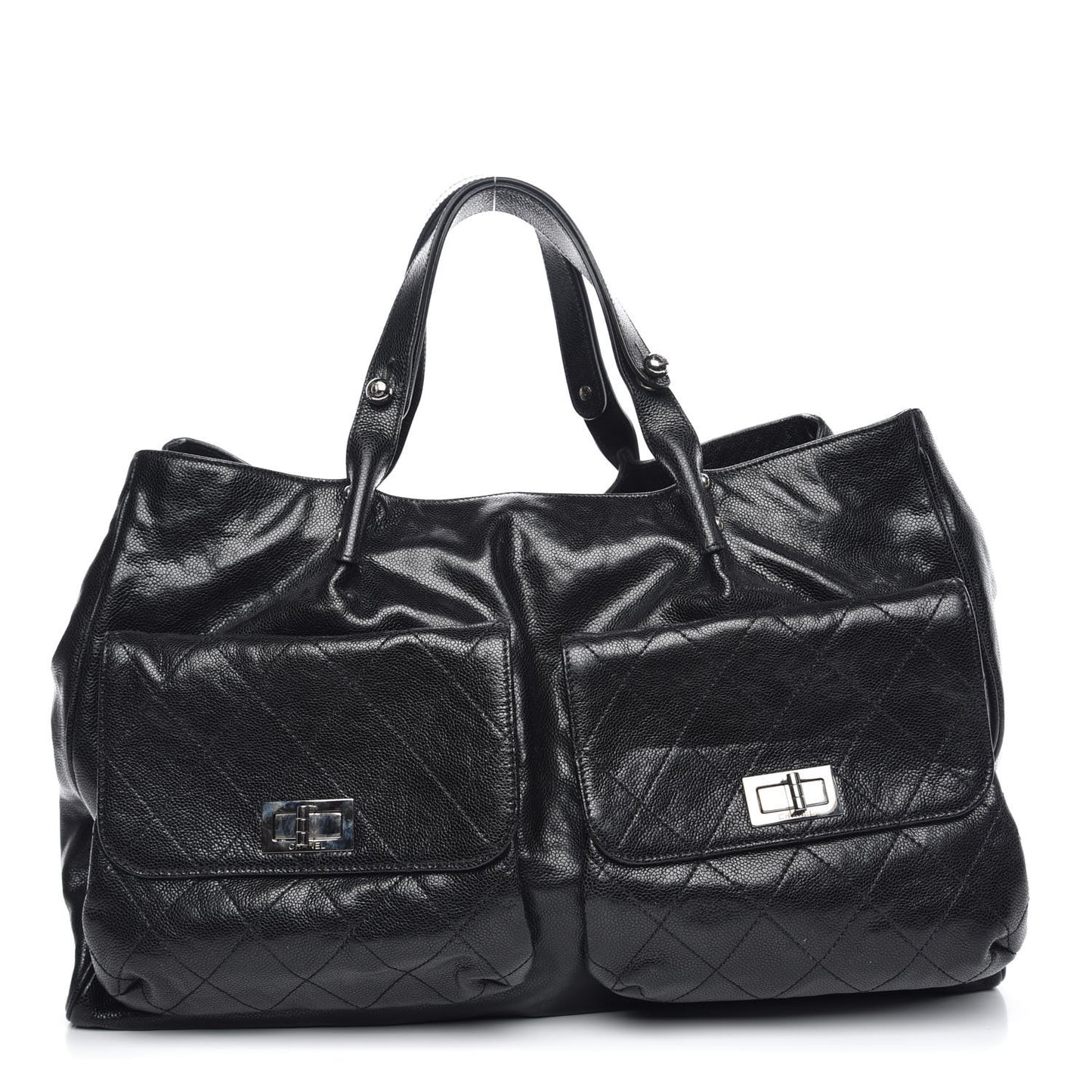 Glazed Caviar Large Pocket In The City Tote Black