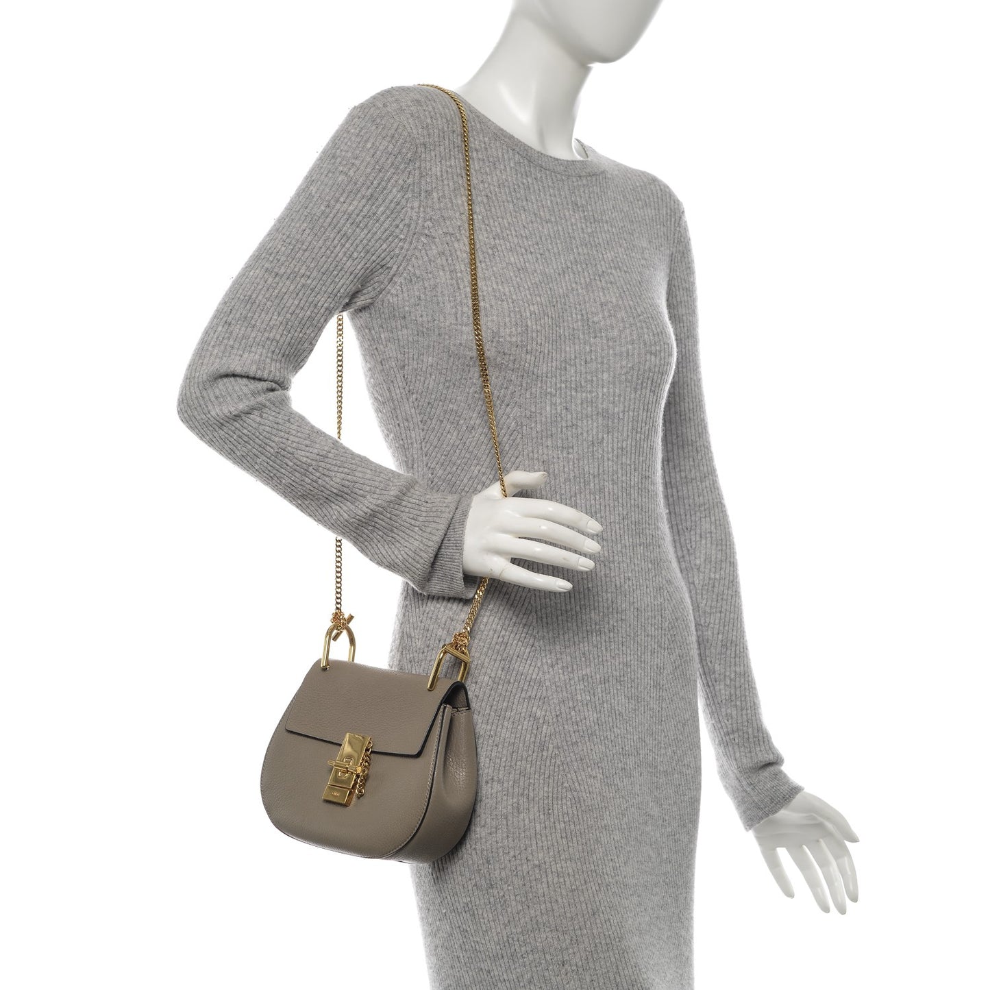 Grained Lambskin Mini Drew Shoulder Bag Motty Grey
