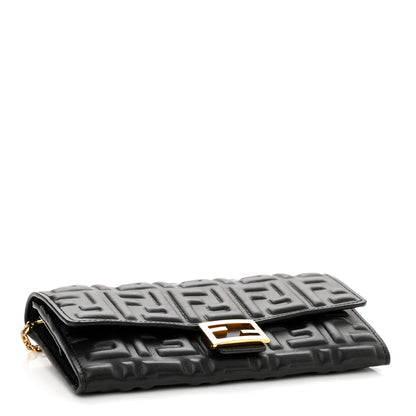 Fendi Nappa Matisse FF Embossed Continental Wallet On Chain Black 4 of 11