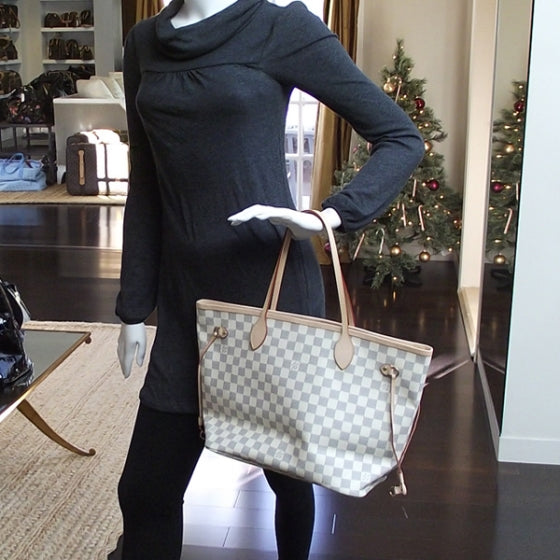 Damier Azur Neverfull MM Tote Bag Purse cw22500