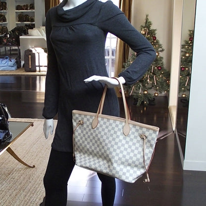 Louis Vuitton Damier Azur Neverfull MM Tote Bag Purse cw22500 2 of 8