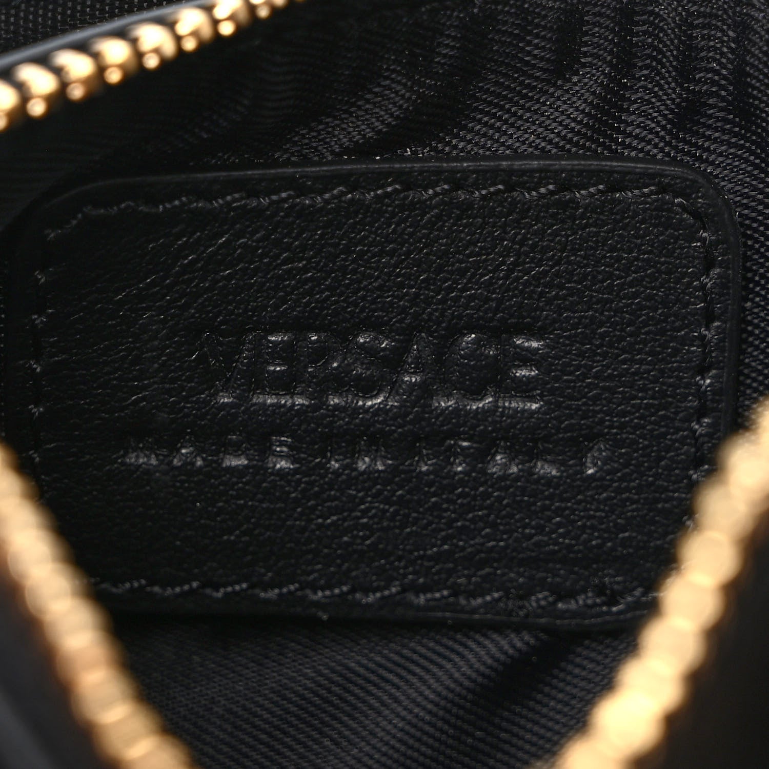 Versace Calfskin Medusa Lanyard Zip Pouch Card Holder Black 6 of 7