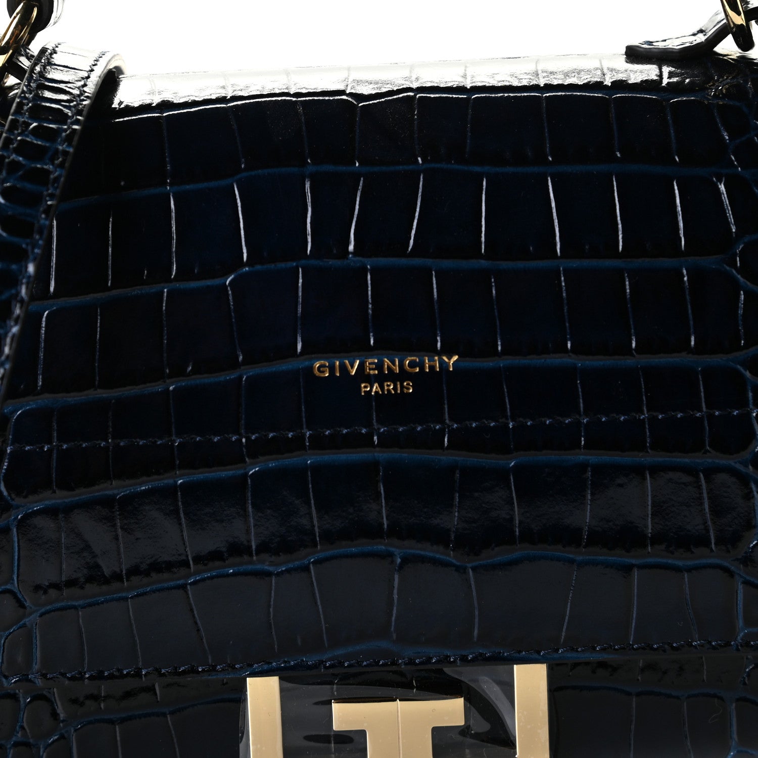 Givenchy Calfskin Crocodile Embossed Eden Mini Top Handle Blue 9 of 9