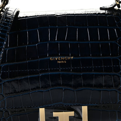 Givenchy Calfskin Crocodile Embossed Eden Mini Top Handle Blue 9 of 9