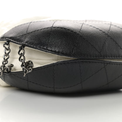 Chanel Aged Calfskin Quilted Small Gabrielle Bucket White Black 9 of 10