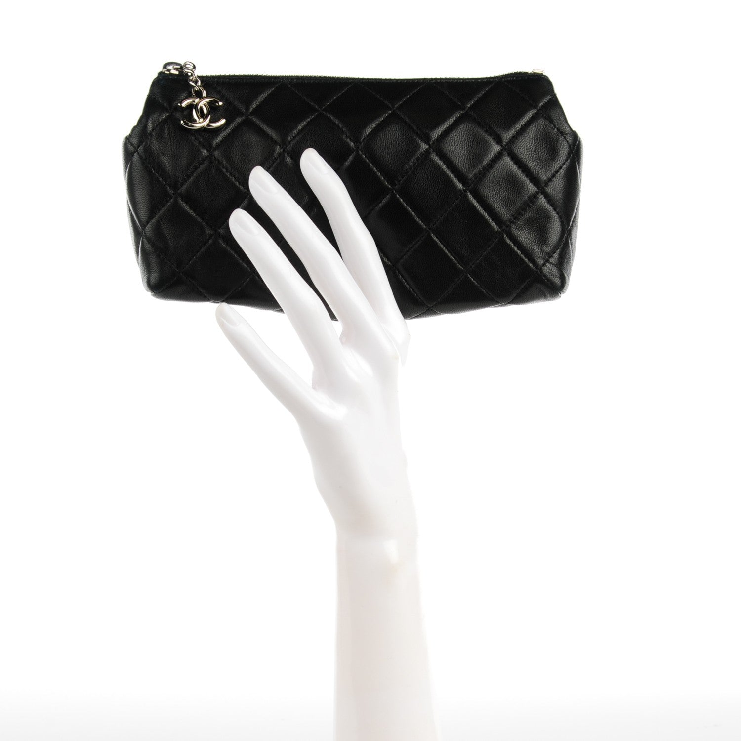 Chanel Lambskin Quilted Small Cosmetic Case Black 2 of 7