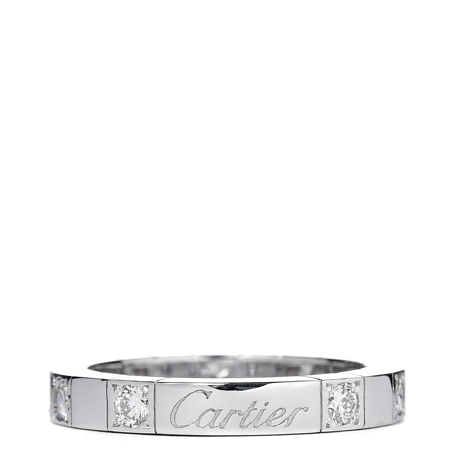 Cartier 18K White Gold Diamond Lanieres Half Eternity Band Ring 49 4.75 1 of 6