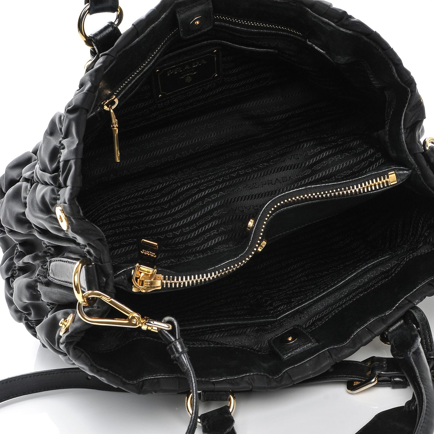 Tessuto Nylon Gaufre Tote Nero Black