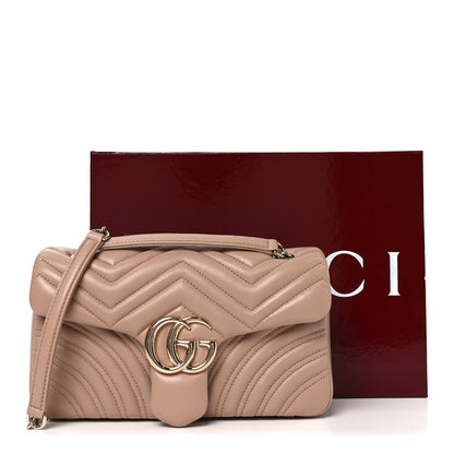 Gucci Lambskin Matelasse Medium GG Marmont Shoulder Bag Pink Beige 11 of 11