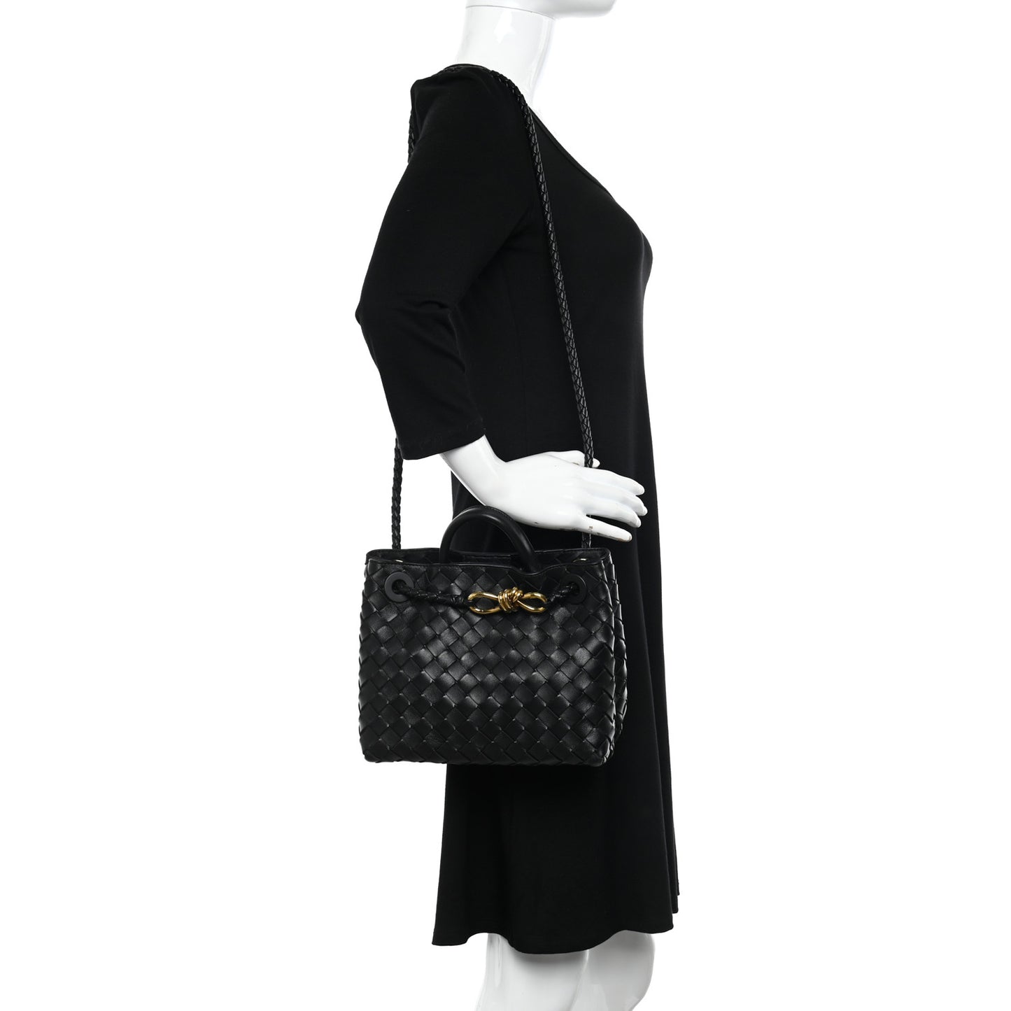 Nappa Intrecciato Small Andiamo Shoulder Bag Black