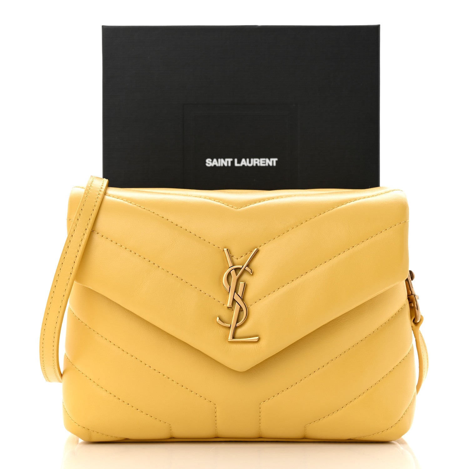 Saint Laurent Calfskin Y Quilted Monogram Toy Loulou Crossbody Bag Sunflower 12 of 12