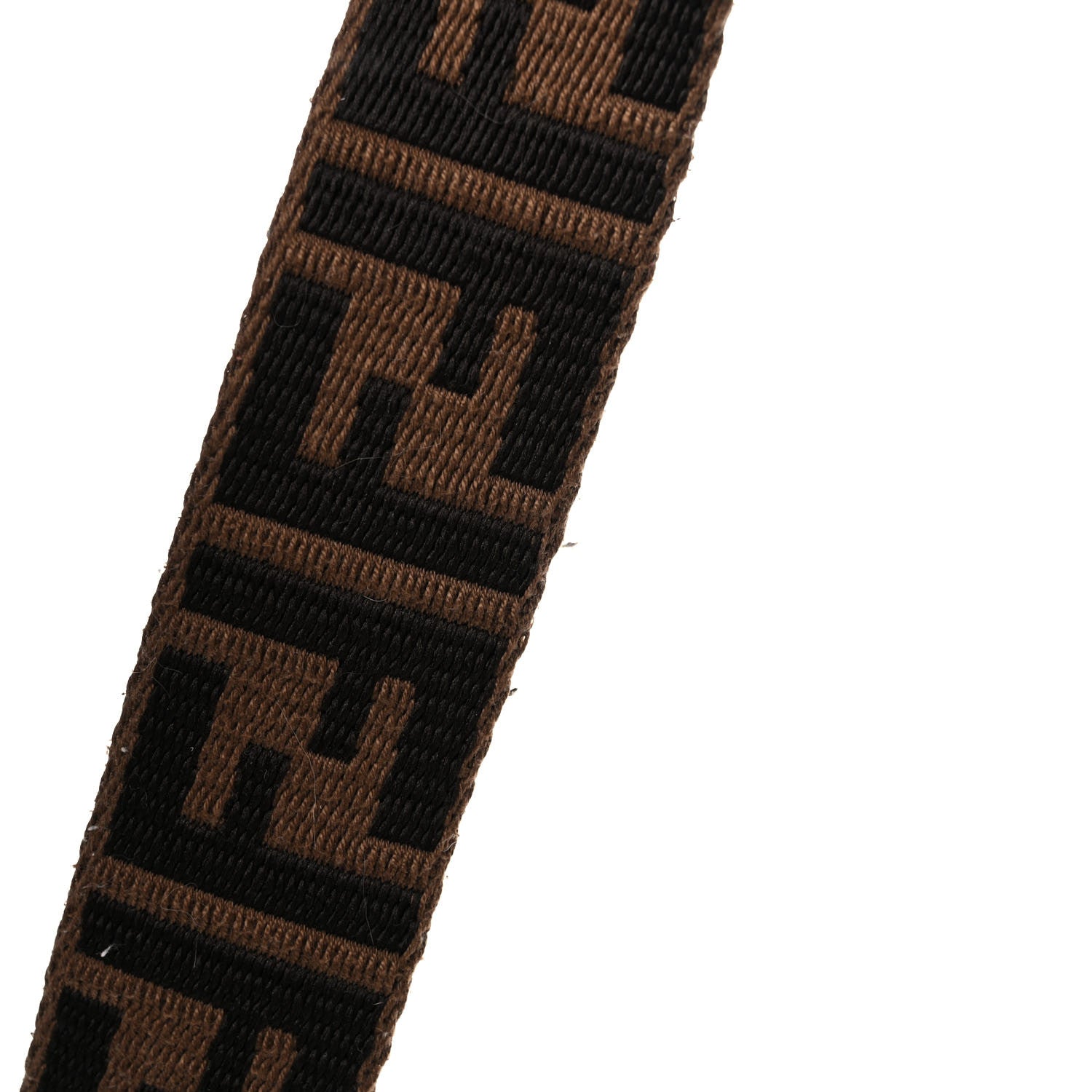 Fendi Ribbon Vitello Century FF 1974 Flat Studded Strap You Fango Marrone Ebano 7 of 8