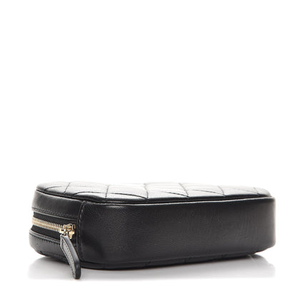 Chanel Lambskin Quilted Small Curvy Pouch Cosmetic Case Black 4 of 8