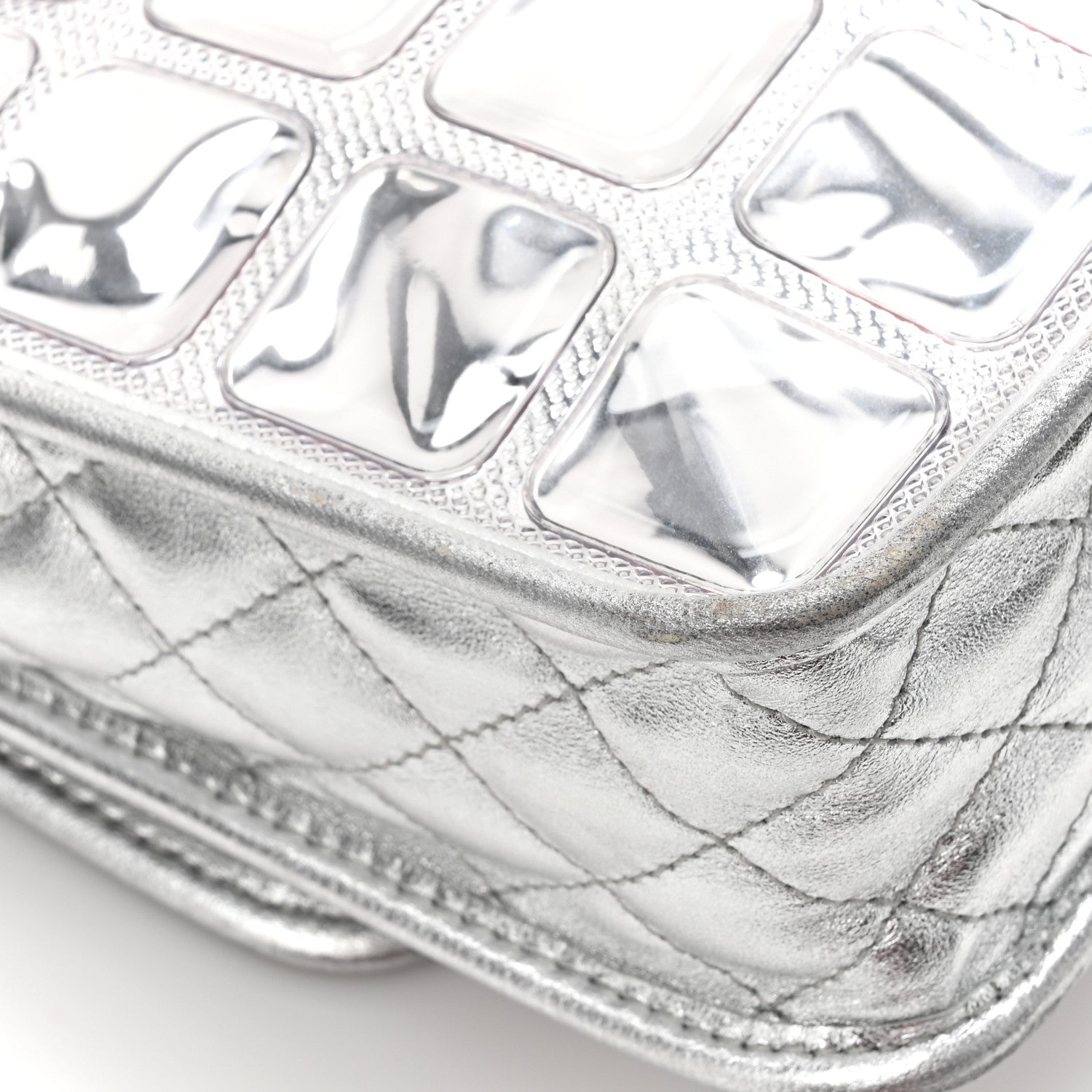 Chanel Vinyl Large Ice Cube Flap Silver 18 of 19