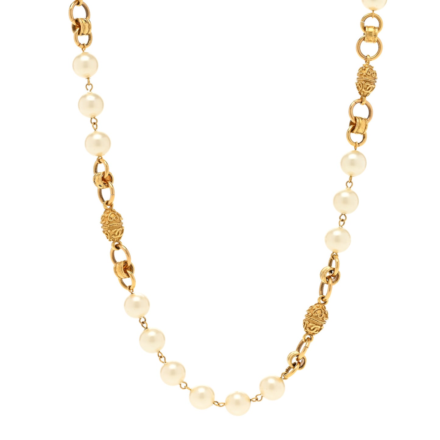 Pearl CC Long Necklace Gold