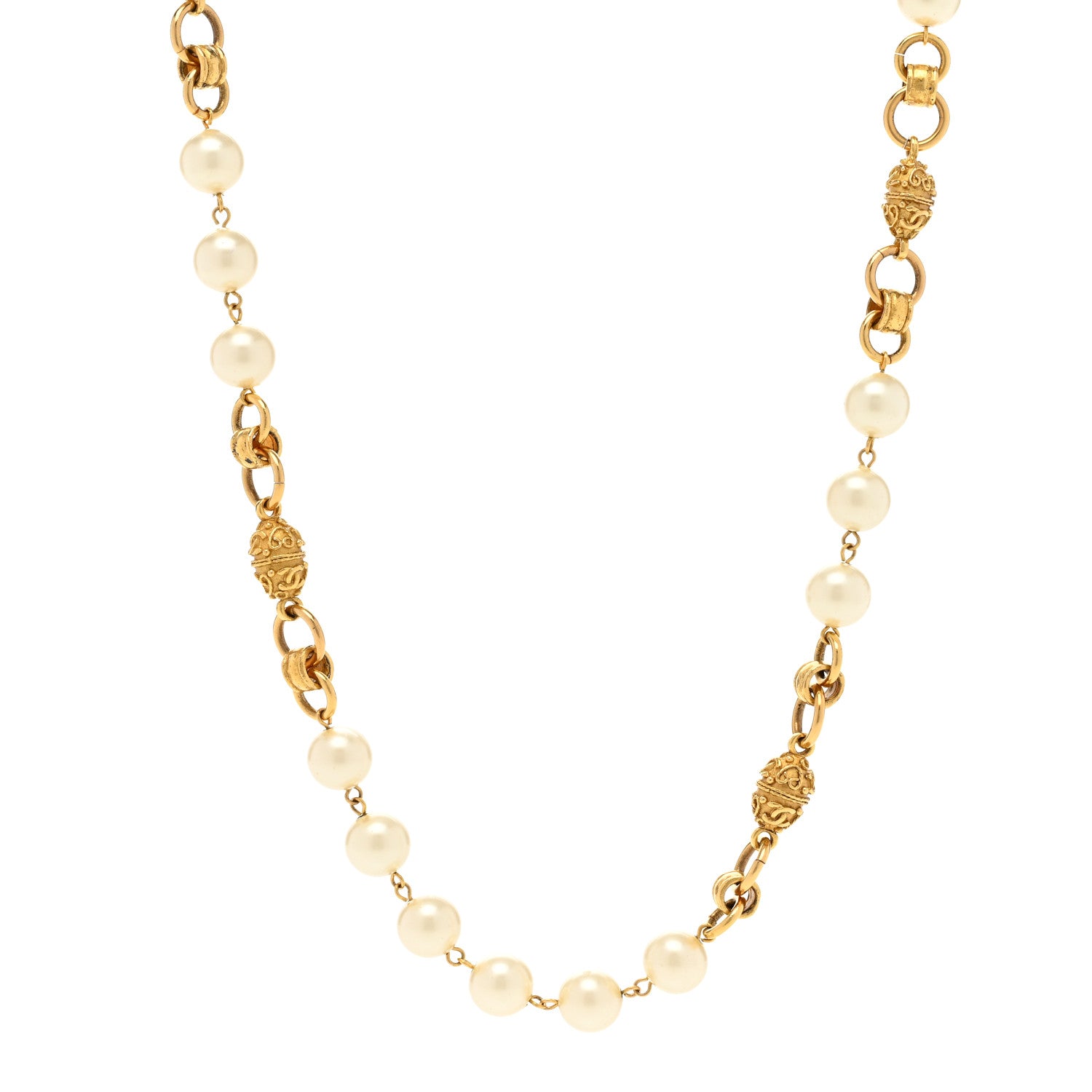 Chanel Pearl CC Long Necklace Gold 1 of 7