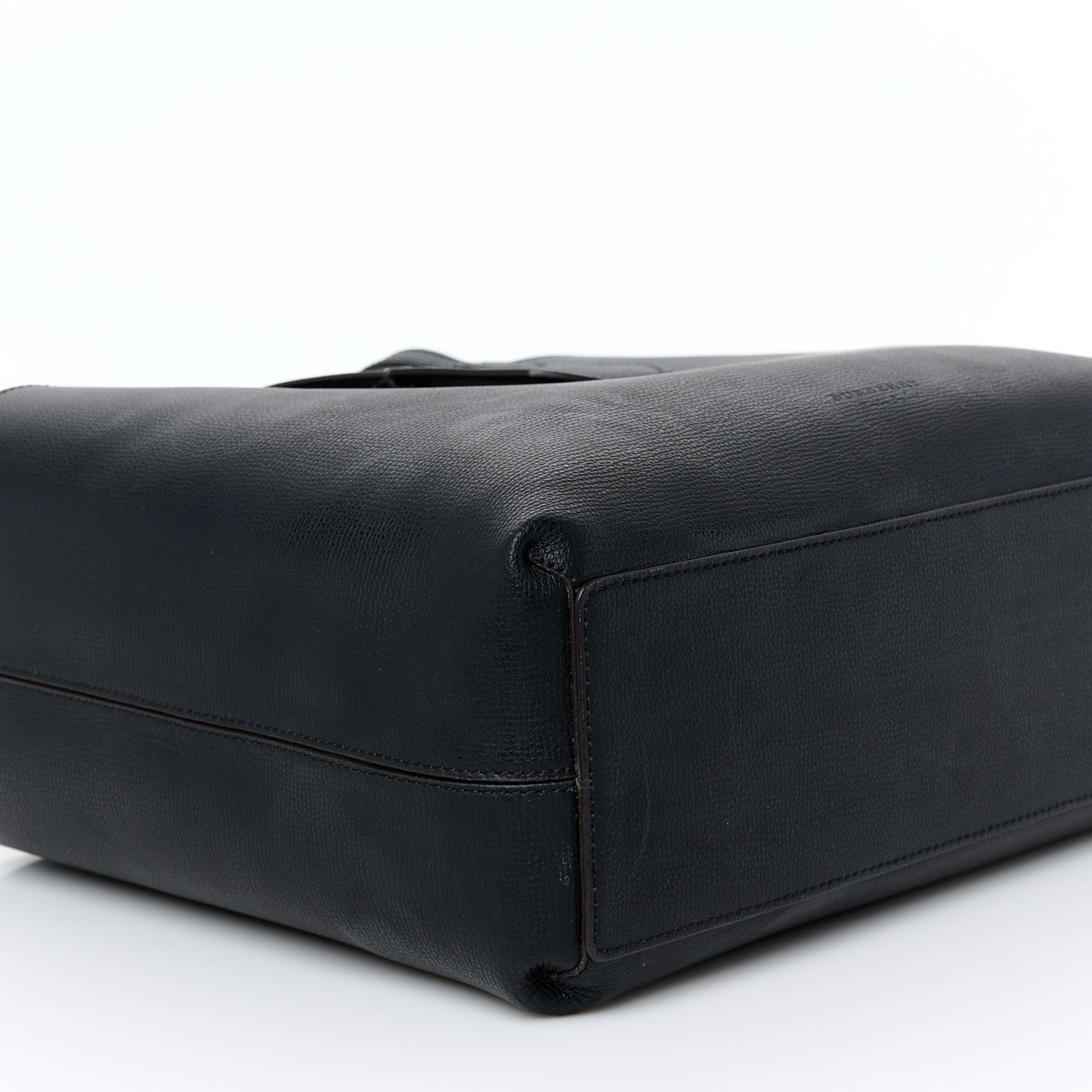 Grainy Calfskin Haymarket Check Medium Reversible Tote Black