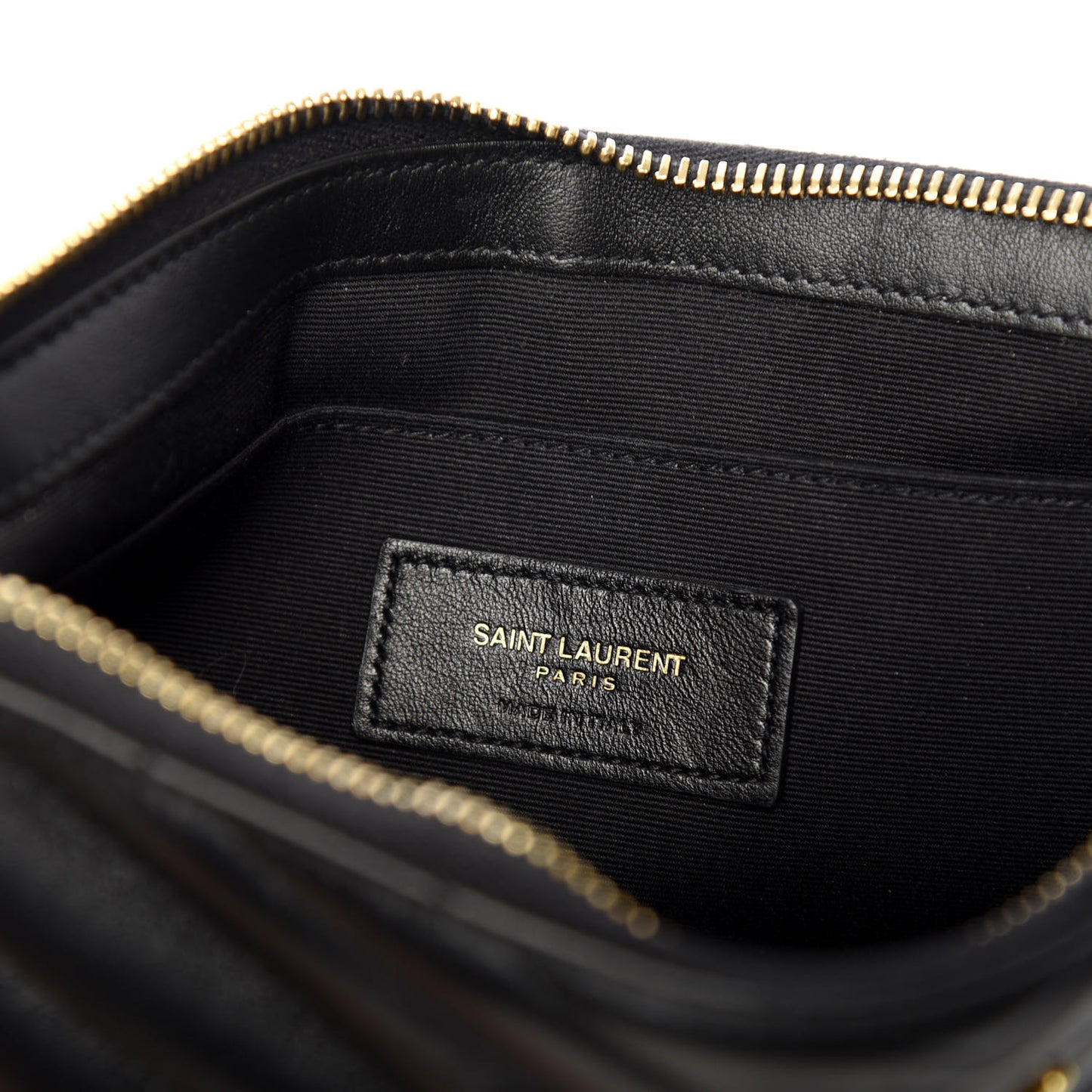 Calfskin Matelasse Chevron Monogram A5 Wristlet Black
