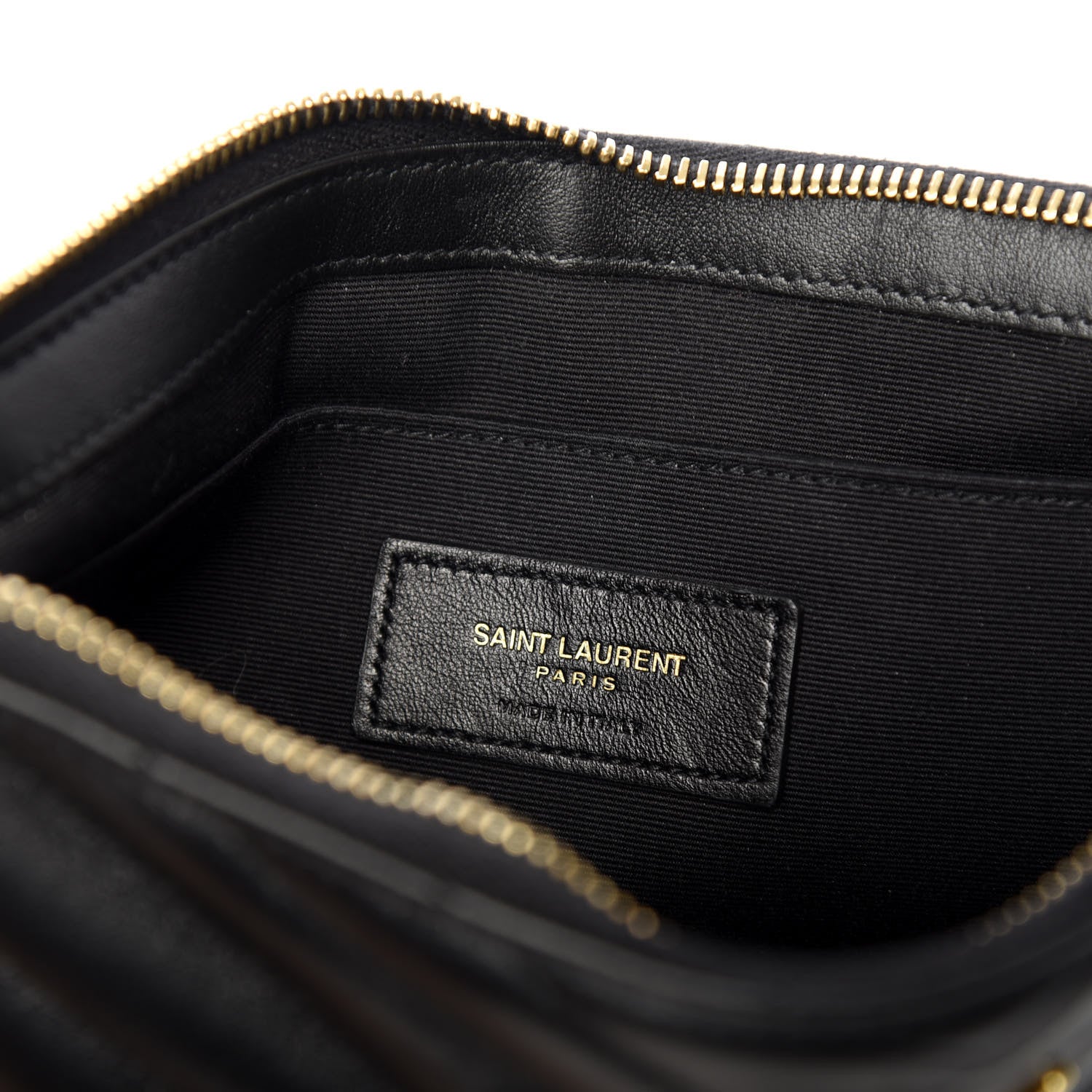 Saint Laurent Calfskin Matelasse Chevron Monogram A5 Wristlet Black 6 of 8