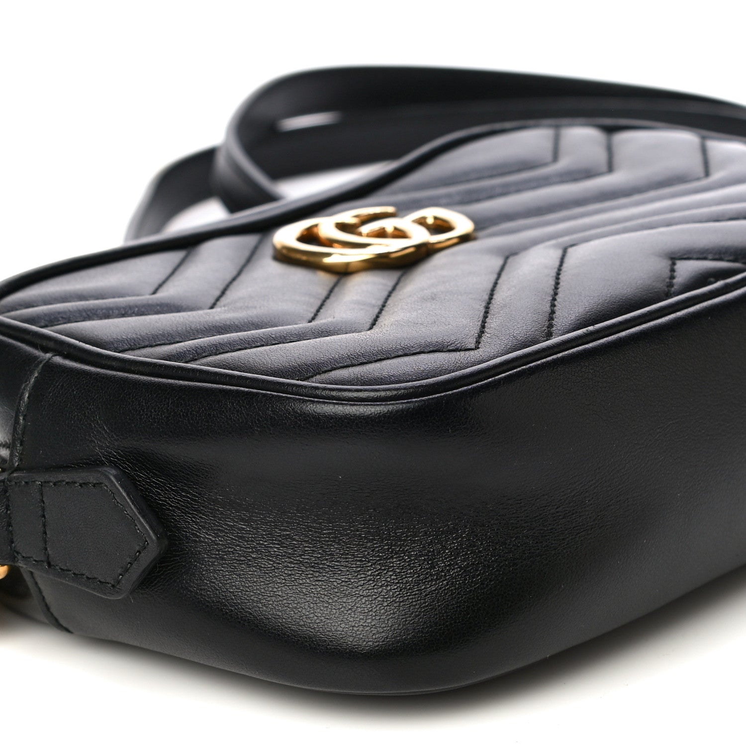 Gucci Calfskin Matelasse Mini GG Marmont Chain Shoulder Bag Black 10 of 16