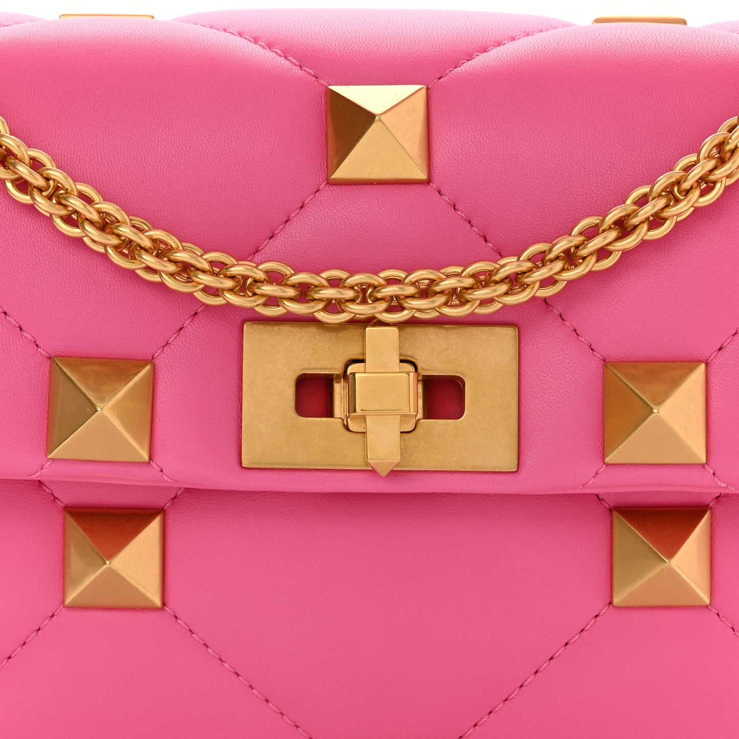 Nappa Medium Roman Stud Shoulder Bag Feminine Pink