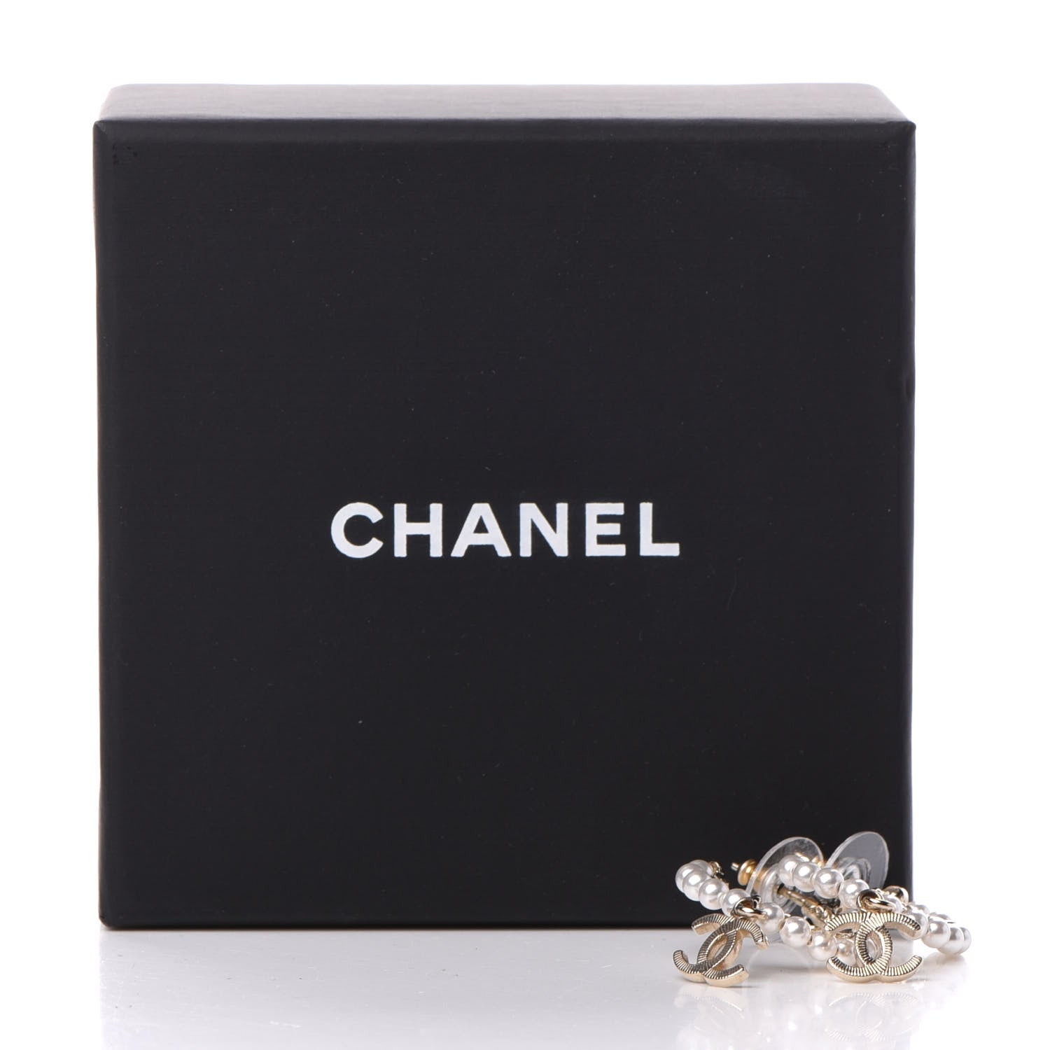 Chanel Pearl Charms CC Hoop Earrings Gold 5 of 5