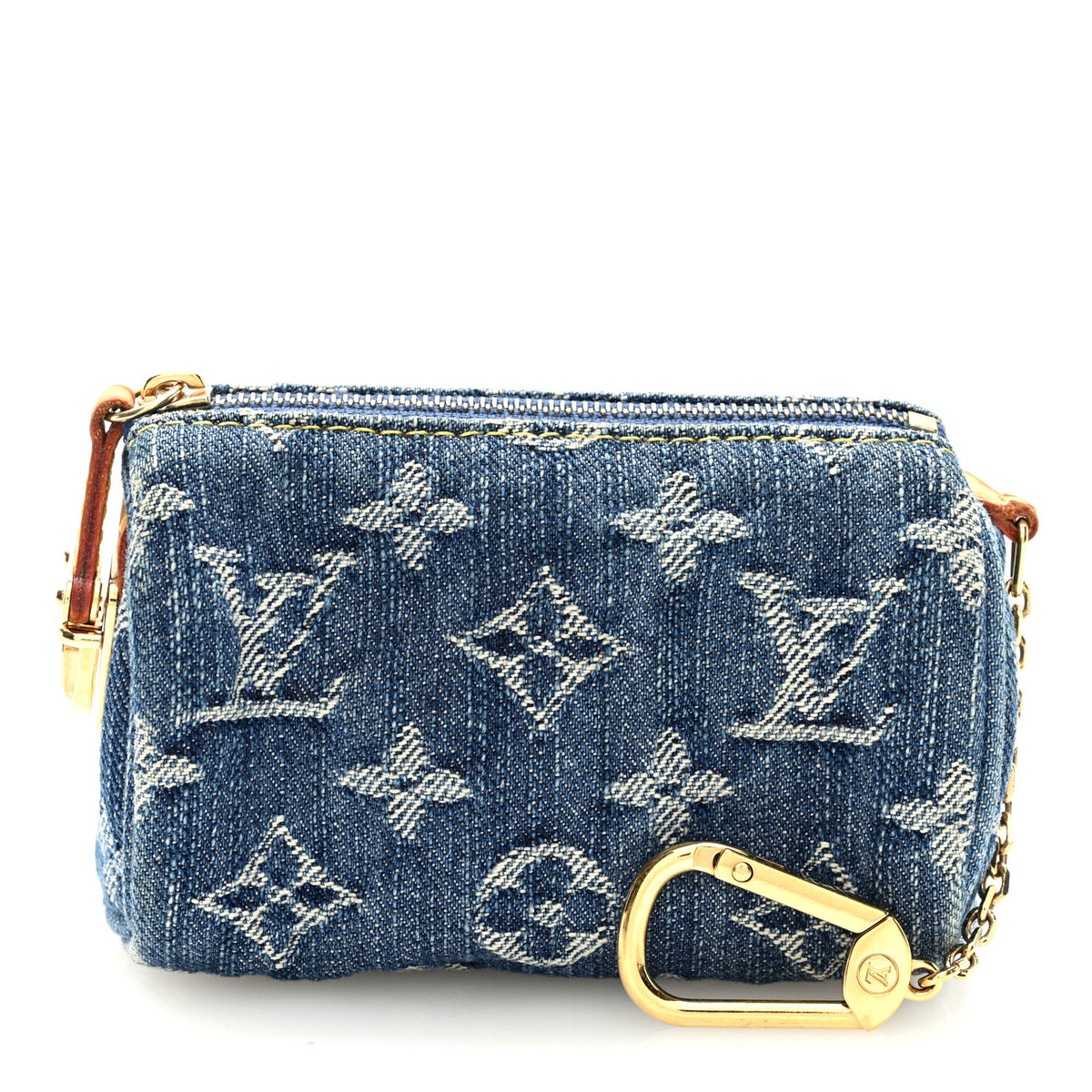 Monogram Denim Pochette Speedy PM Key Holder Blue