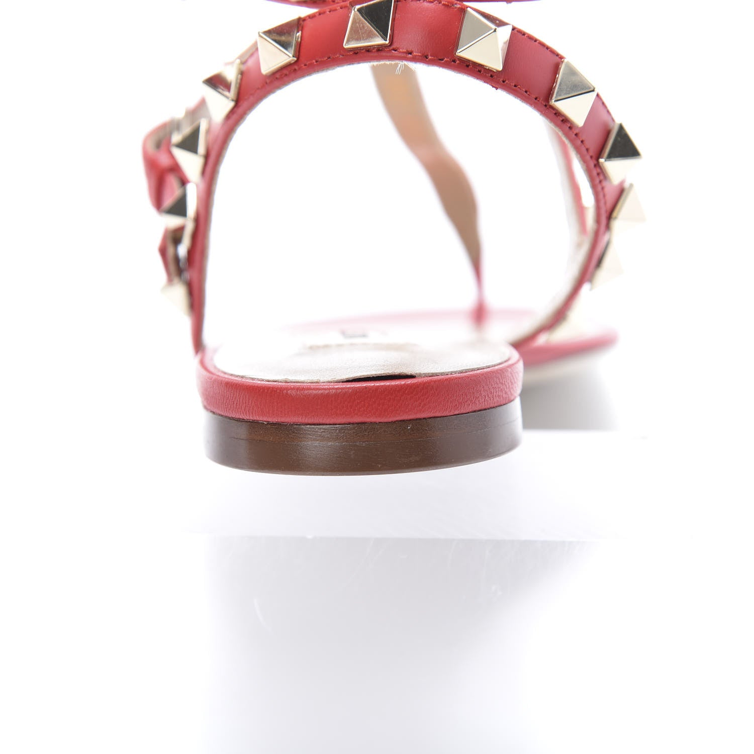 Valentino Garavani Calfskin Rockstud Ankle Wrap Flat Thong Sandals 35 Rouge Pur 8 of 10