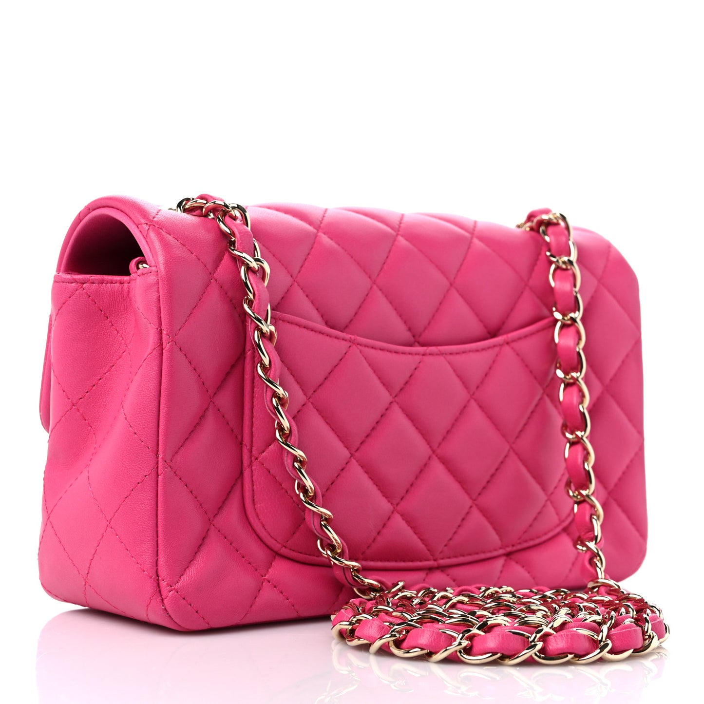 Lambskin Quilted Mini Rectangular Flap Fuchsia