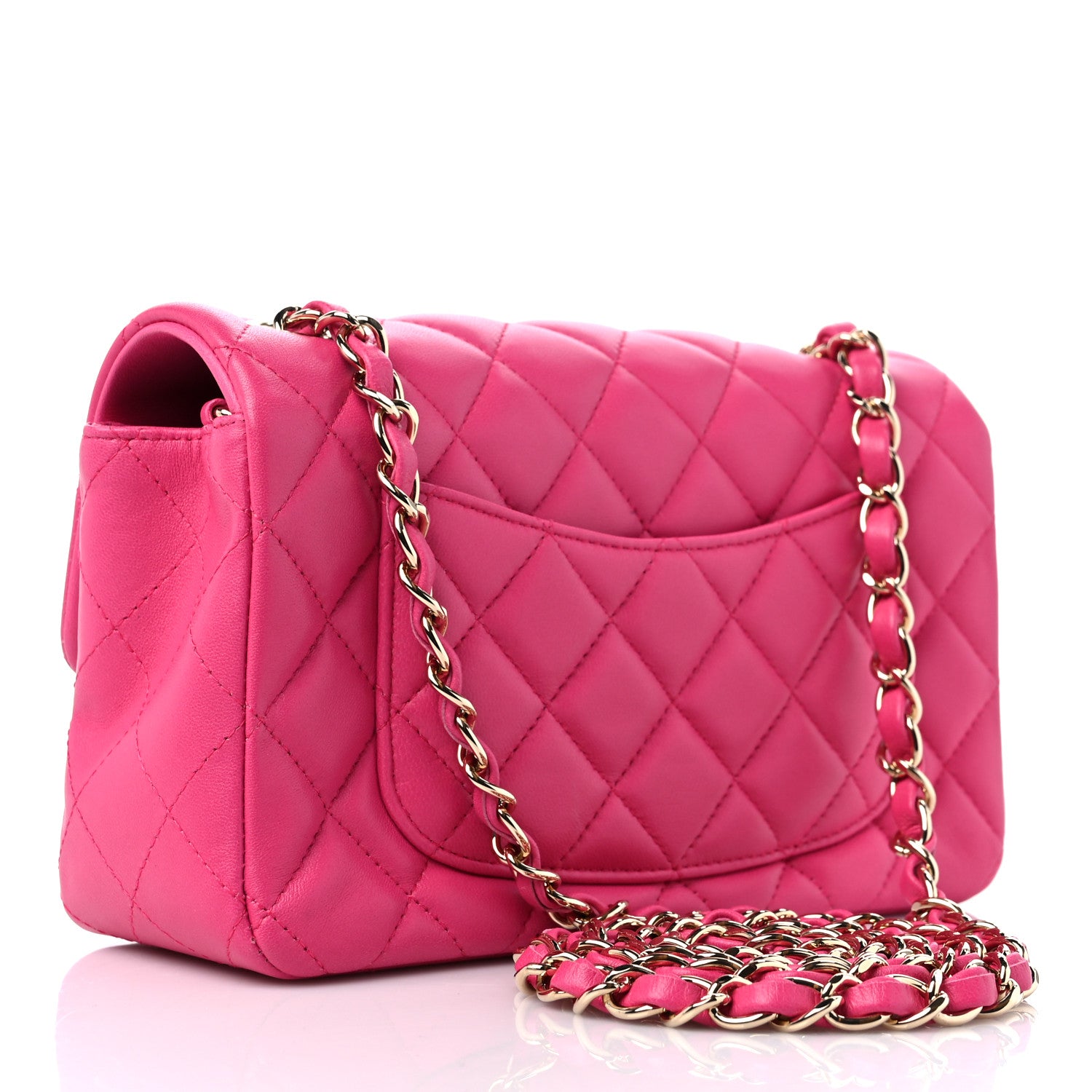 Chanel Lambskin Quilted Mini Rectangular Flap Fuchsia 3 of 10
