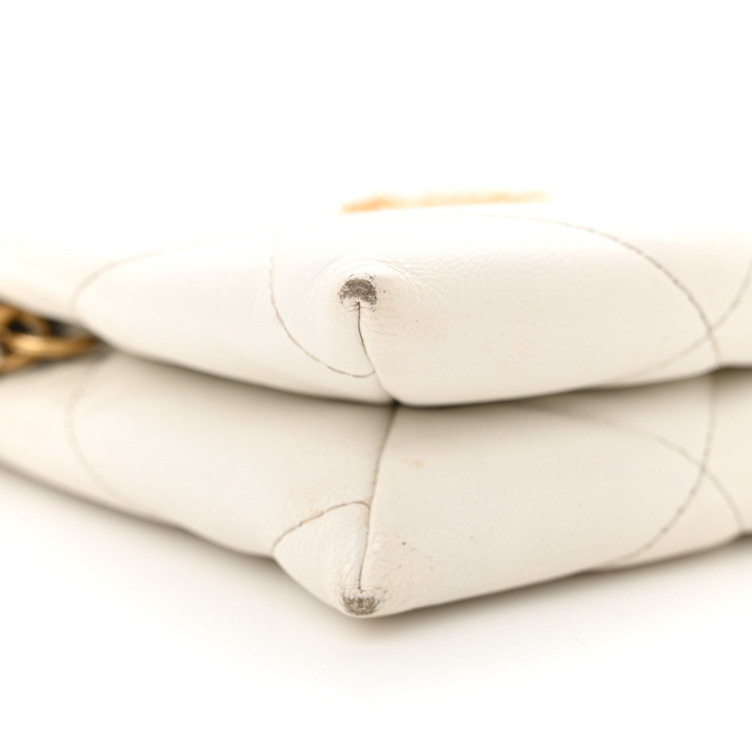 Chanel Shiny Goatskin Quilted Chanel 19 Small Pouch With Handle White 8 of 13