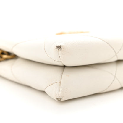 Chanel Shiny Goatskin Quilted Chanel 19 Small Pouch With Handle White 8 of 13