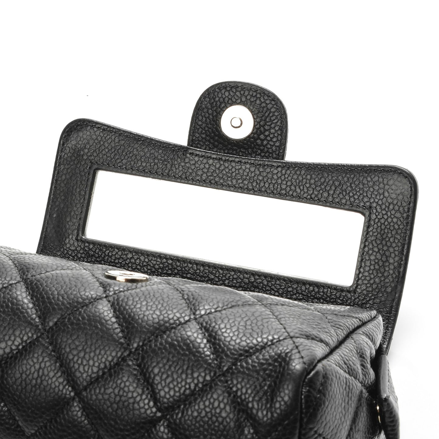 Caviar Quilted Flap Cosmetic Case Black