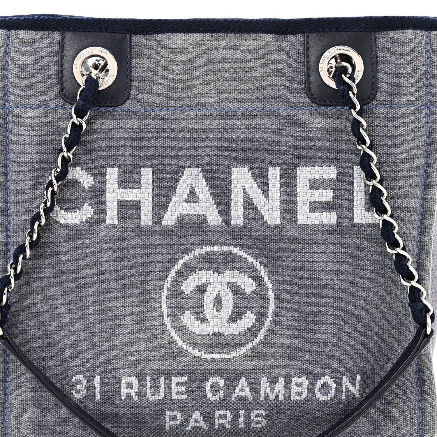 Chanel Canvas Mini Deauville Tote Denim Blue 8 of 10