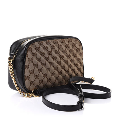 Gucci Monogram Matelasse Diagonal Small GG Marmont Chain Shoulder Bag Beige Black 3 of 11