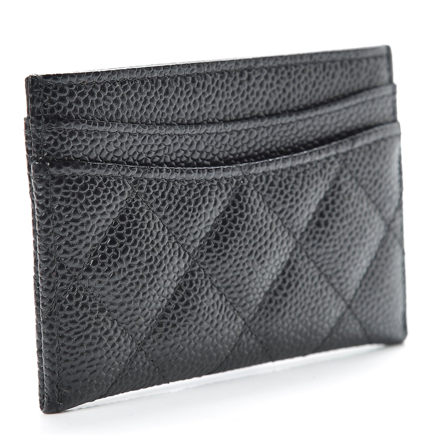 Caviar Quilted Card Holder Black