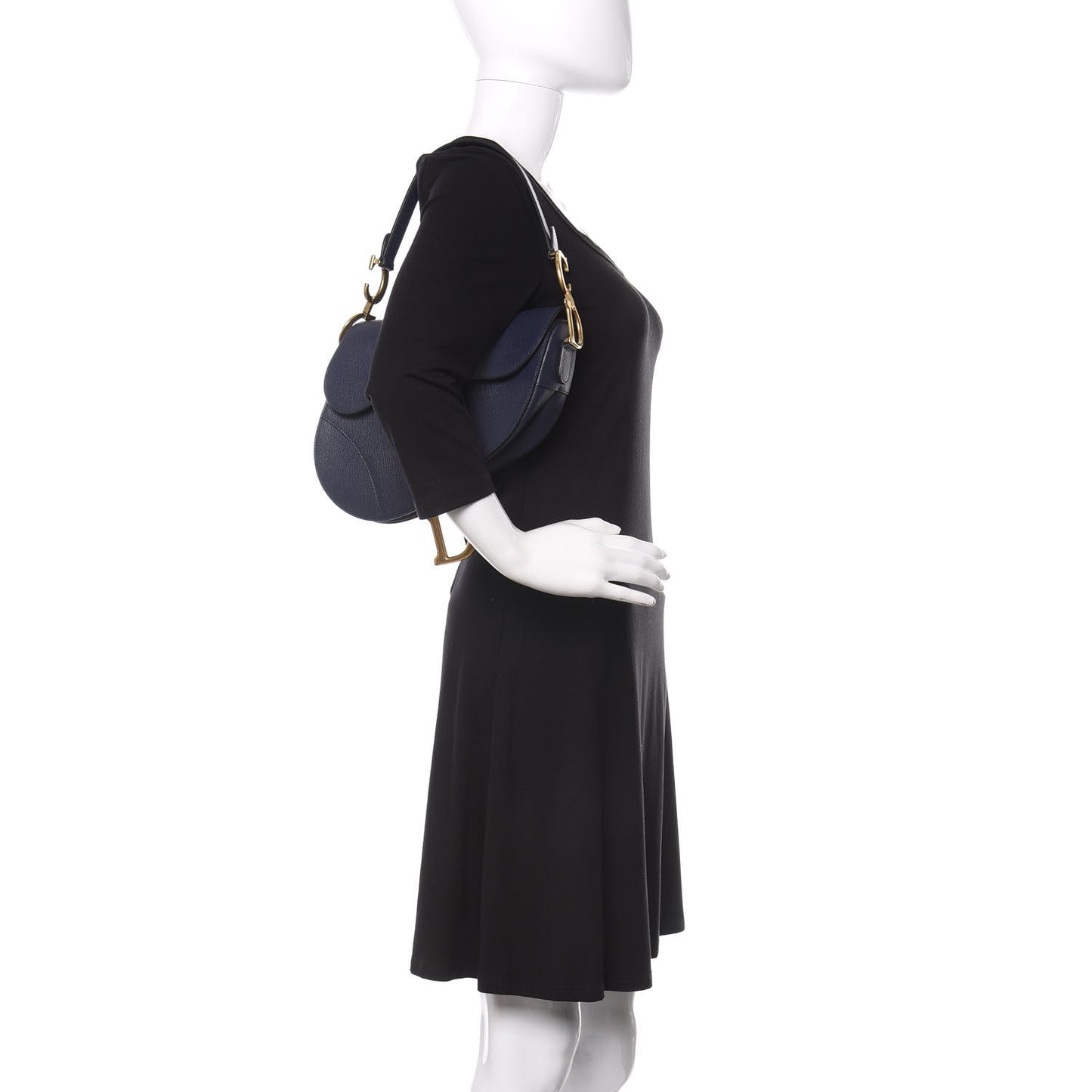 Grained Calfskin Saddle Bag Navy