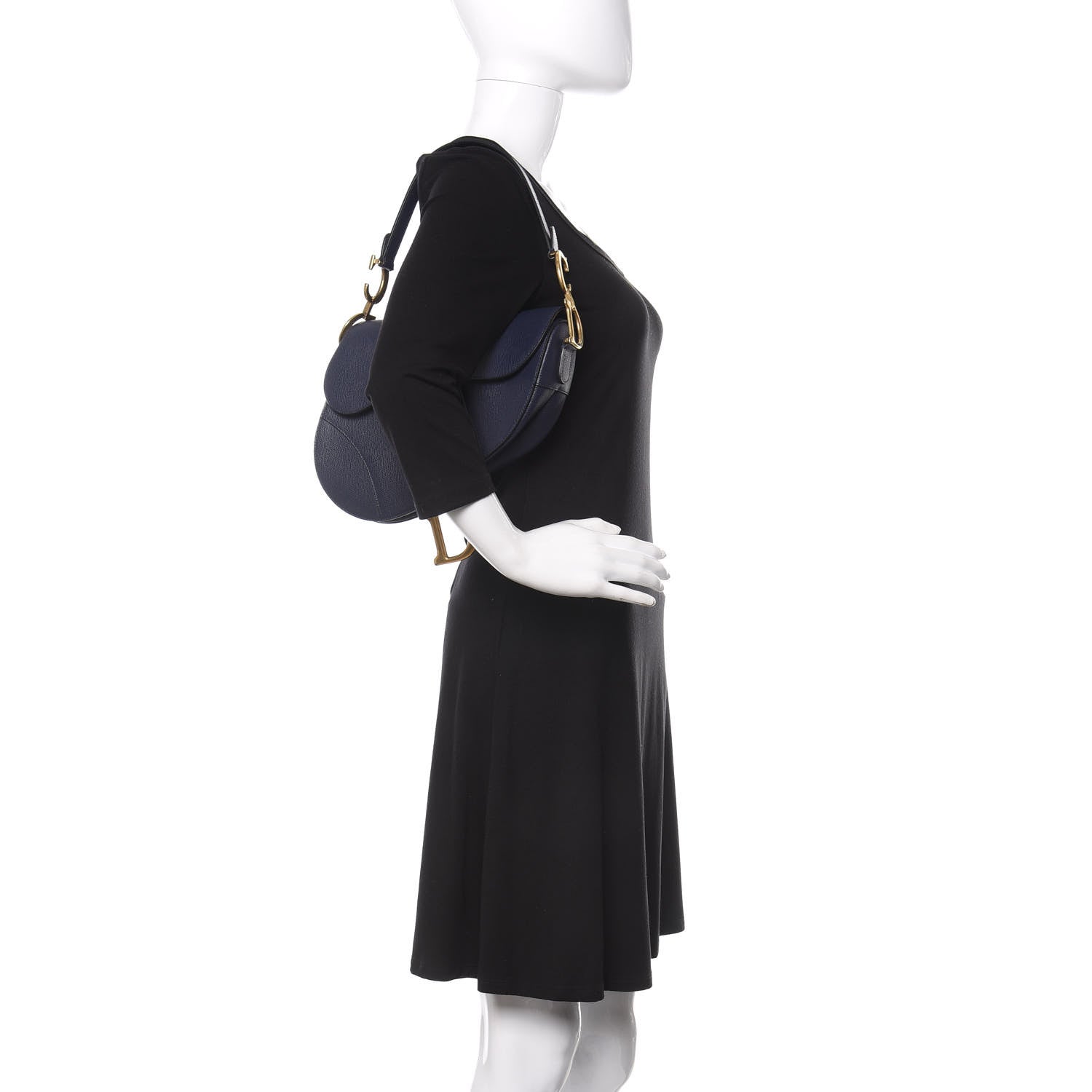 Christian Dior Grained Calfskin Saddle Bag Navy 2 of 9