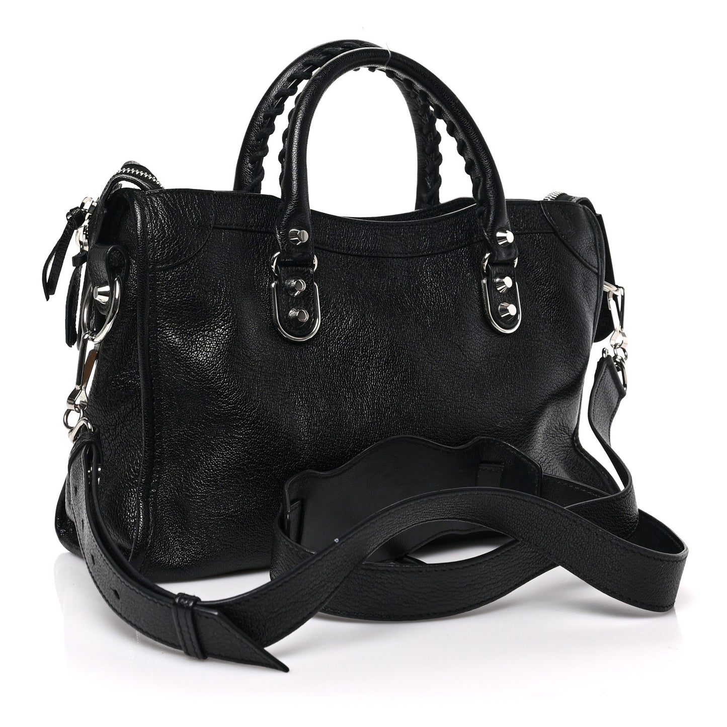 Chevre Silver Metallic Edge Hardware S City Black