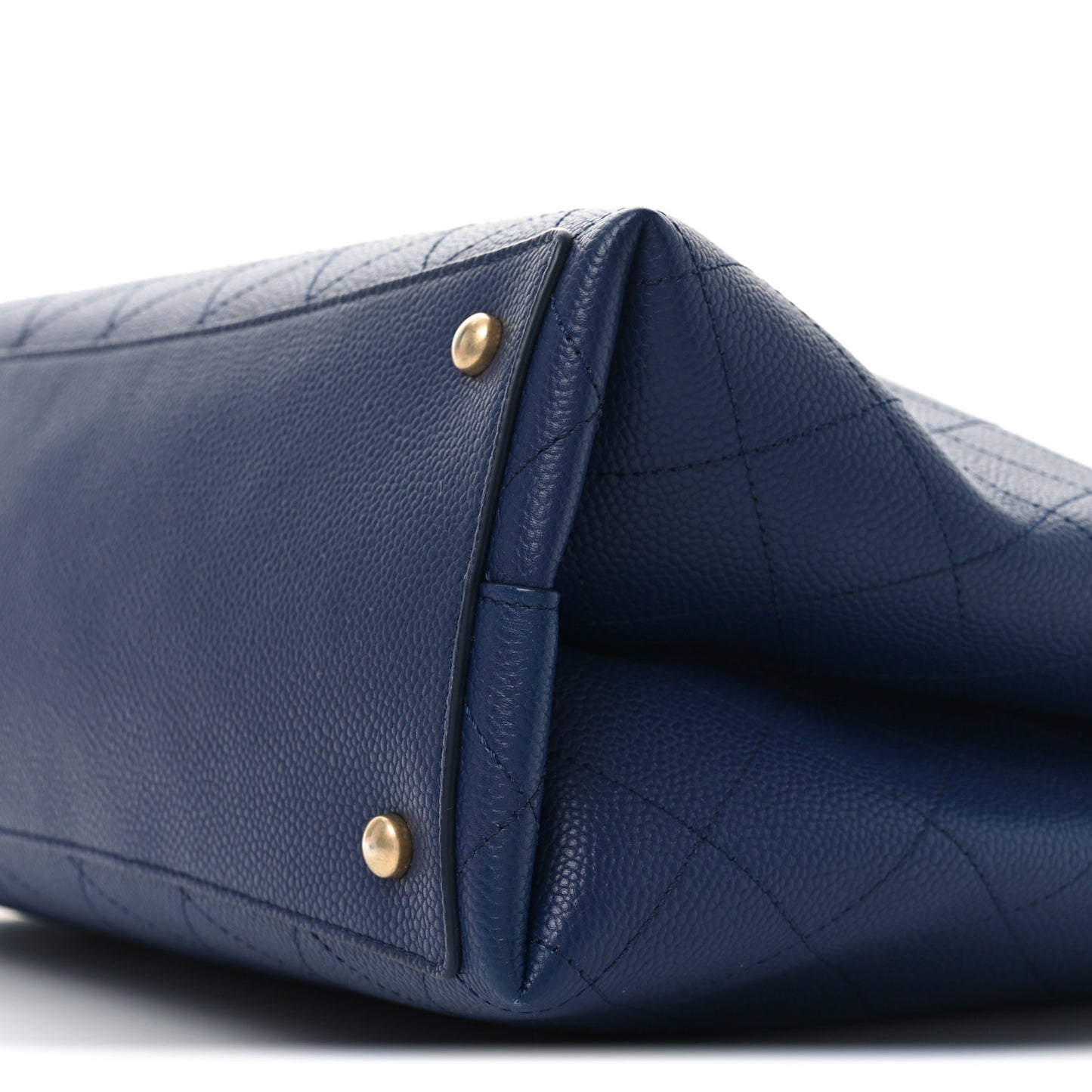 Caviar Stitched Large Shopping Tote Bag Blue