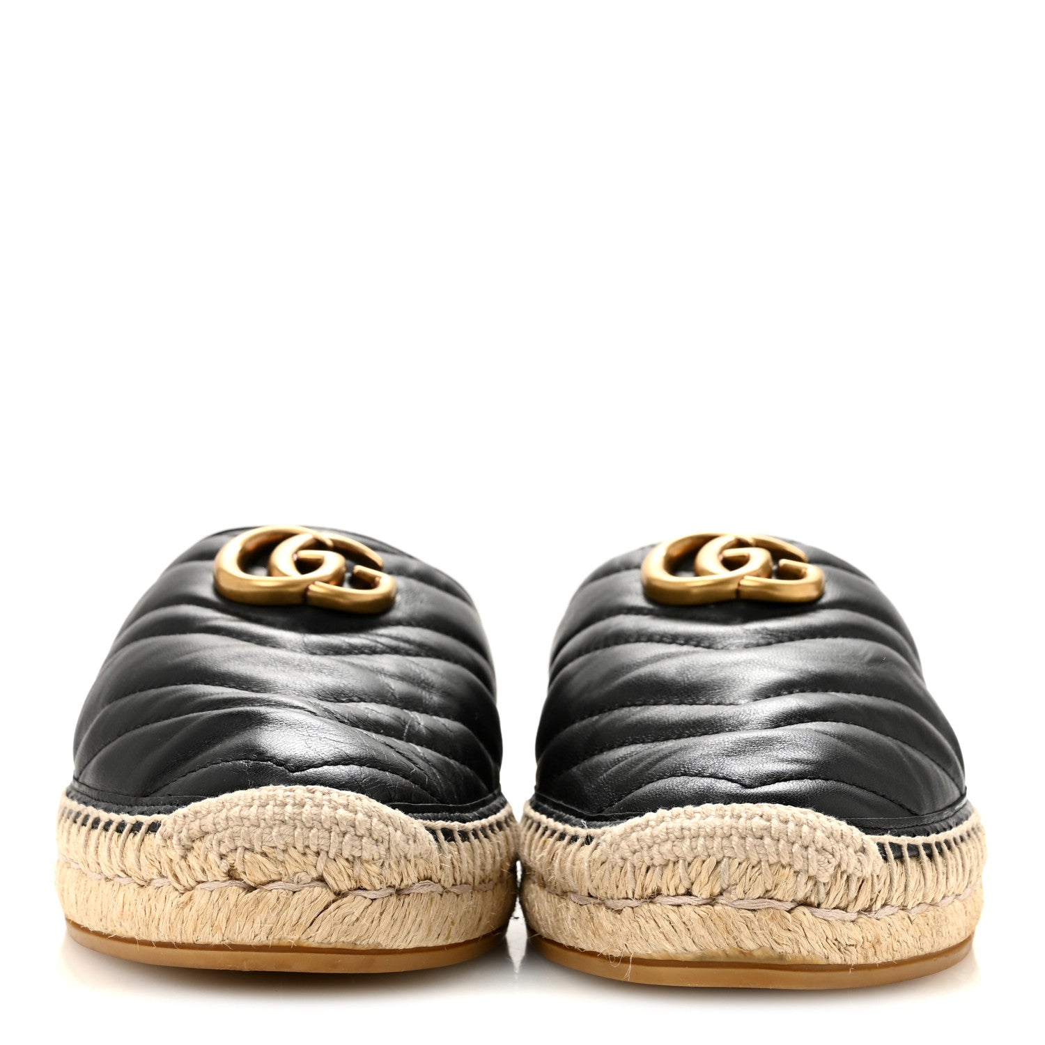 Gucci Nappa Matelasse GG Marmont Espadrille Slippers 39 Black 3 of 10