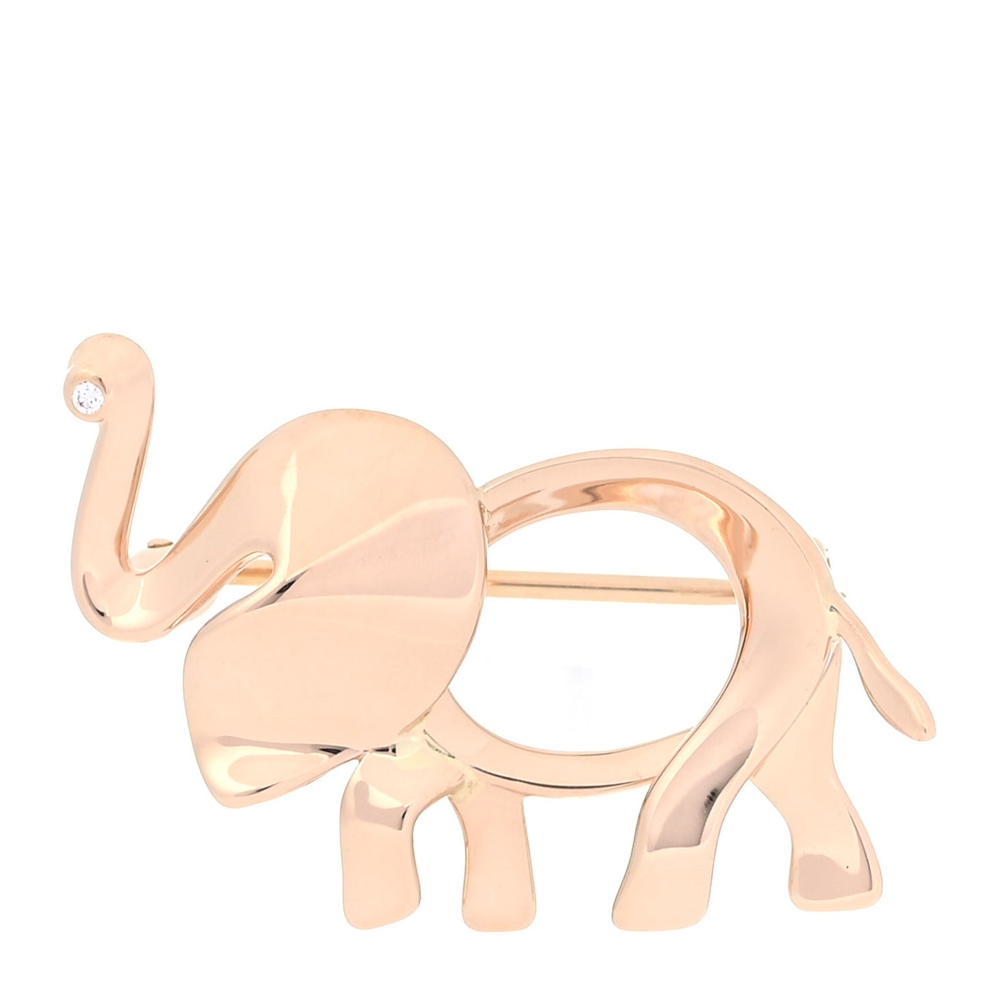 18K Rose Gold Diamond Save the Wild Elephant Brooch