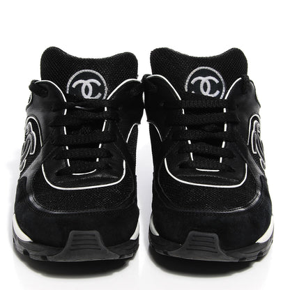 Chanel Suede Calfskin CC Sneakers Black White 36.5 2 of 7